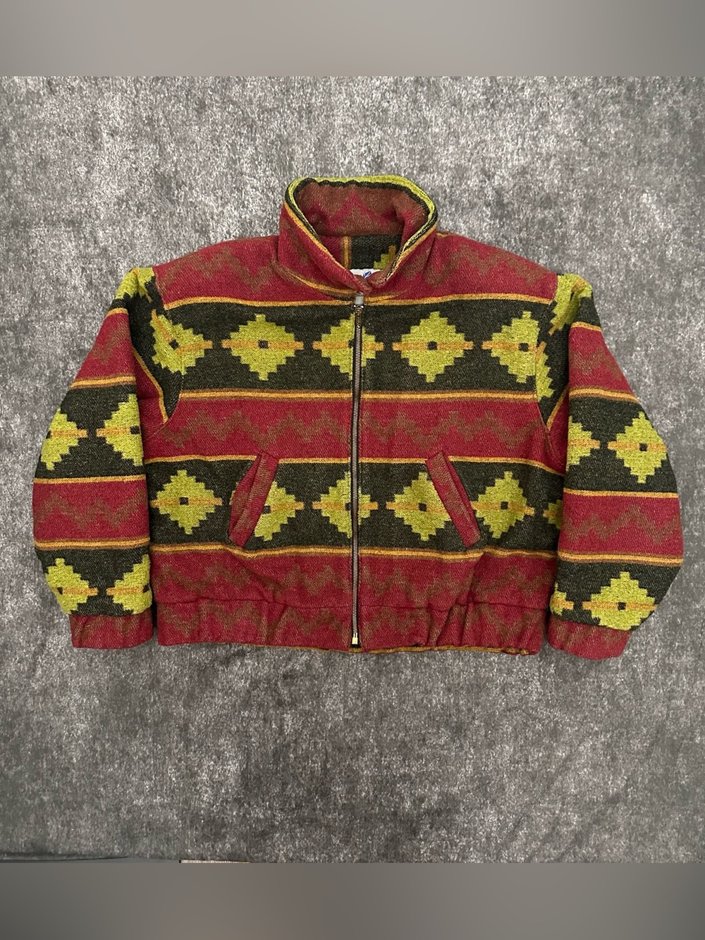Vintage 90s Blue Duck Aztec Geometric Pattern Zip Jacket - Size M